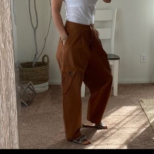 🎉HP🎉Free People Women's Brown Cargo Pants 6 Orange Gold Slacks Pocket